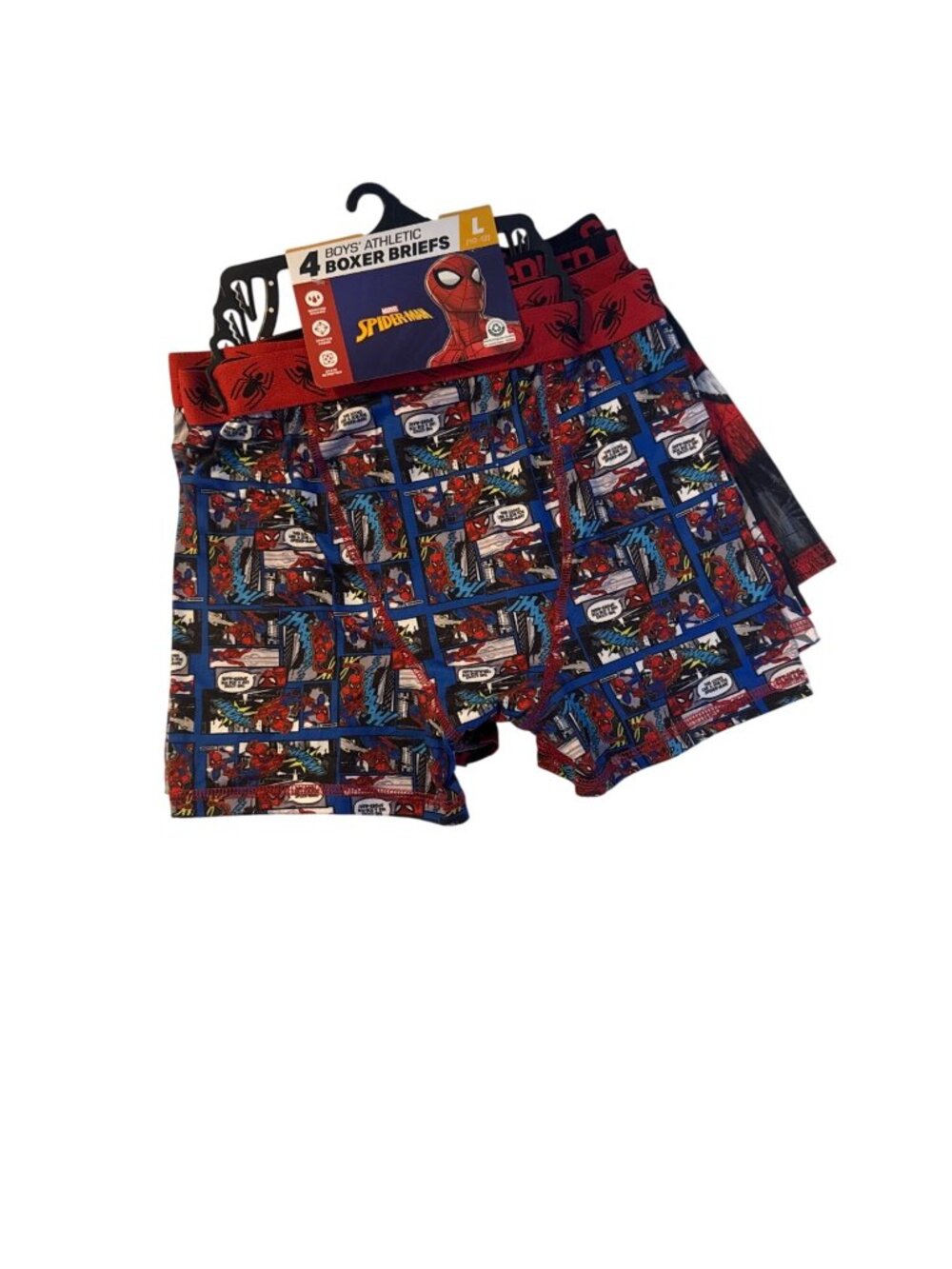 Marvel Boys Spider-Man Athletic Boxer Briefs 4-Pack Large 14/16 Red & Blue